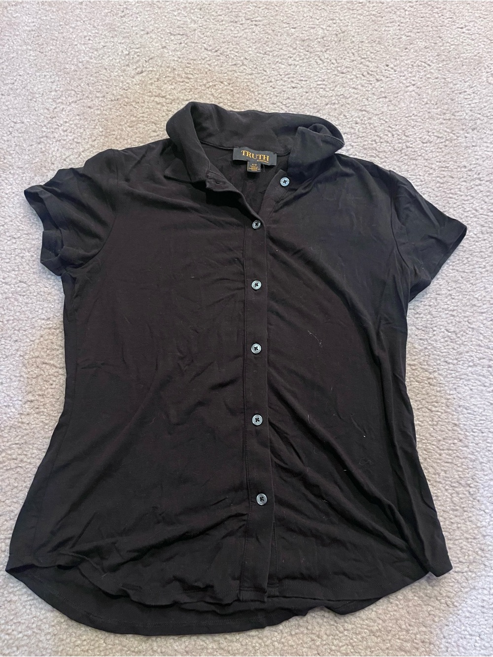 TRUTH Black Button-Front Short Sleeve Women's Top small